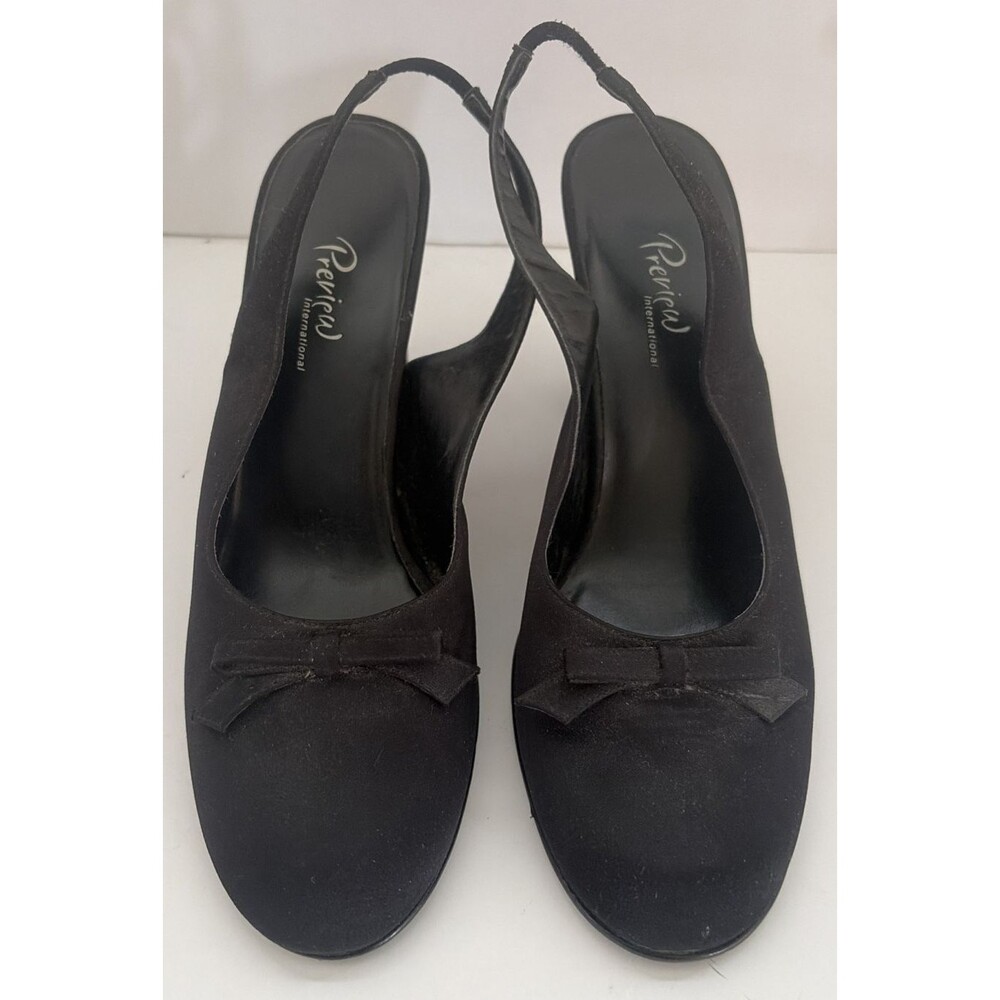 Preview International Hillary Black Slingback Heels Bow Accent Pump Size 9 M